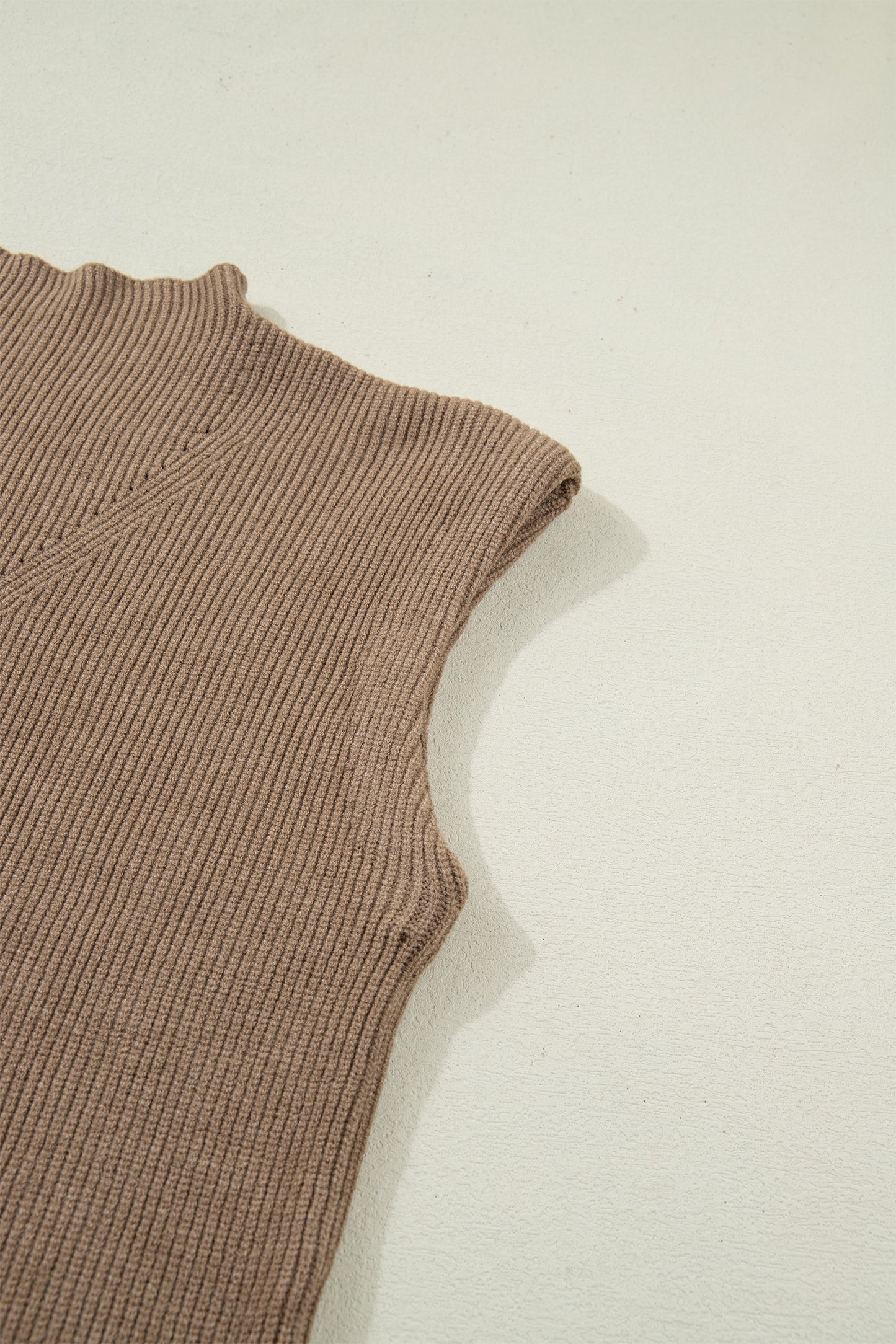 Western Ribbed Knit Mock Neck Sleeveless Sweater Top