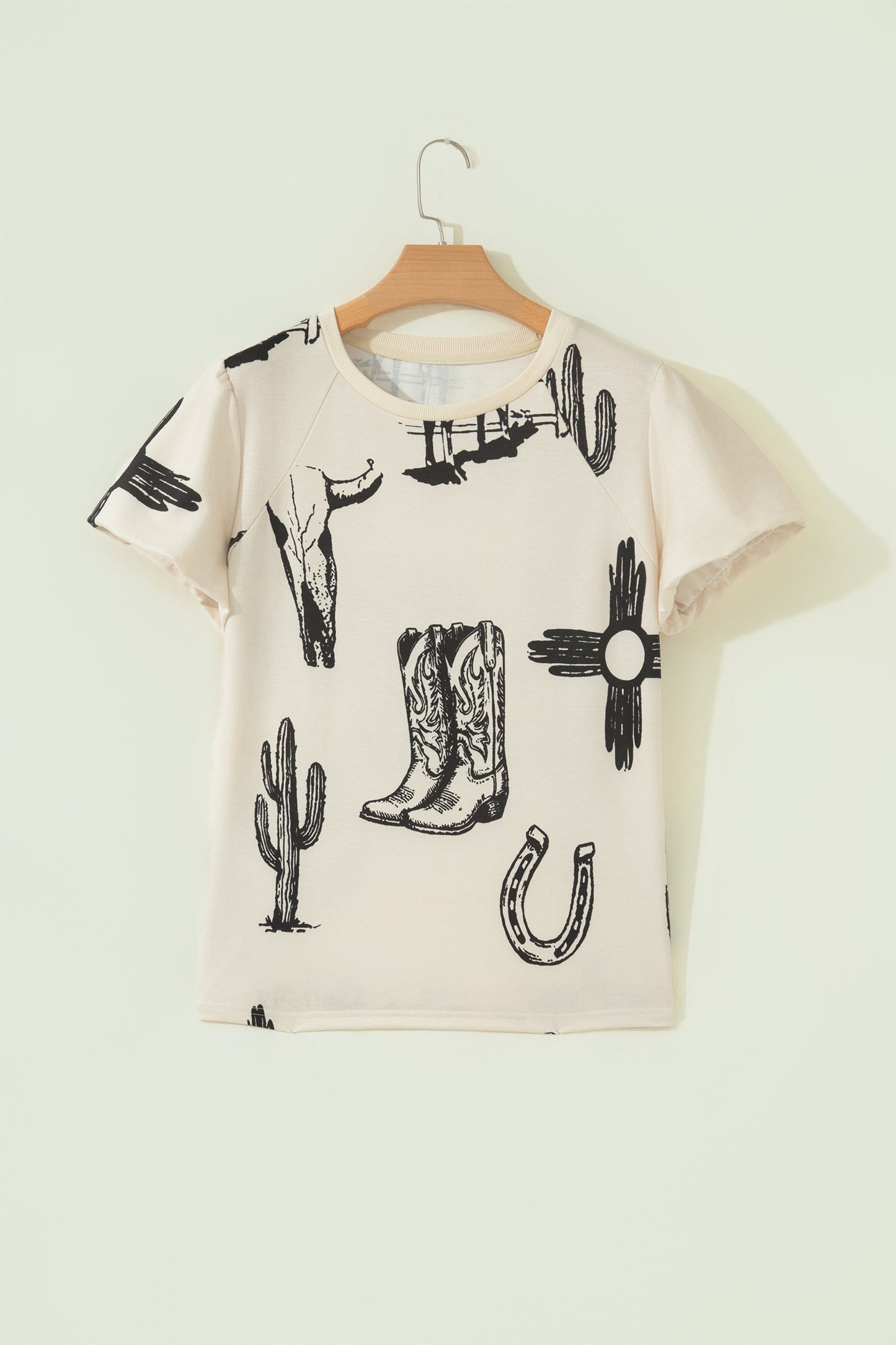Beige Western Graphic Cowboy Boots Cactus Vintage Tee