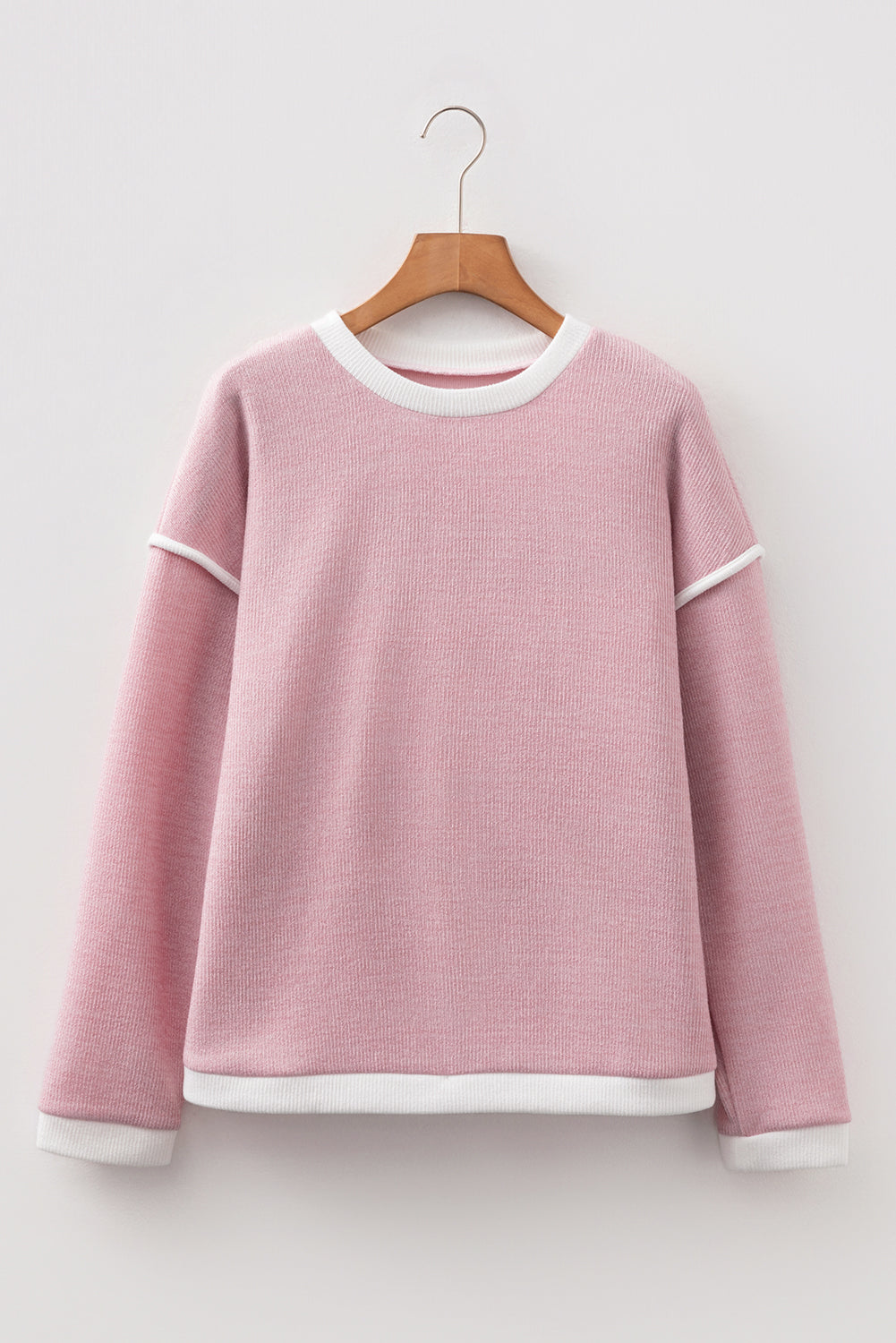 Women's Knit Top with Contrast Trim and Drop Shoulder