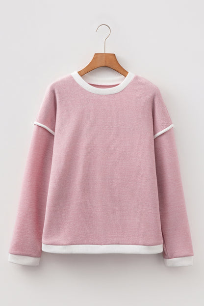 Women's Knit Top with Contrast Trim and Drop Shoulder