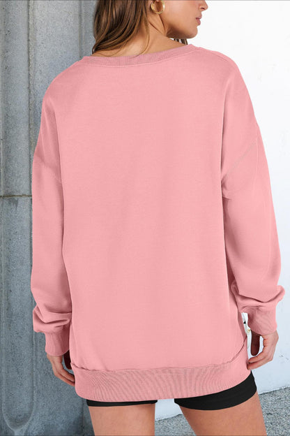 Bold Striped V-Neck Sweatshirt with Neon Contrast Trim