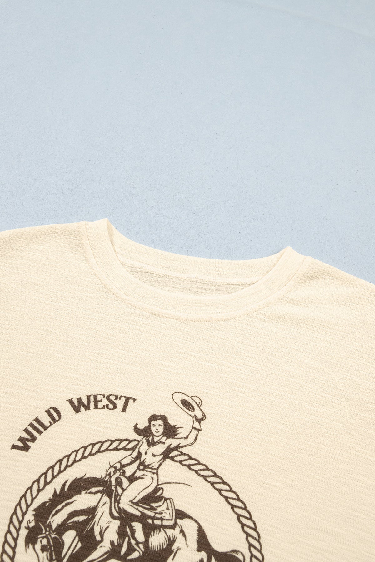 Women's Western Cowgirl Graphic Striped Sleeve Sweatshirt