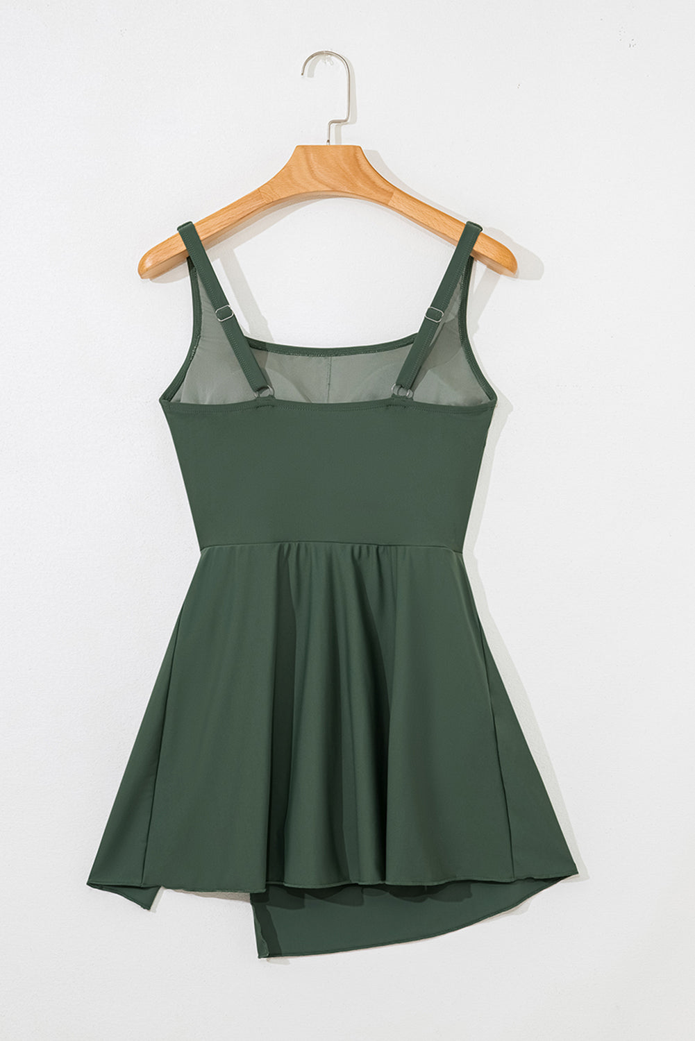 Square Neck Tie Waist One Piece Swim Dress Swimwear