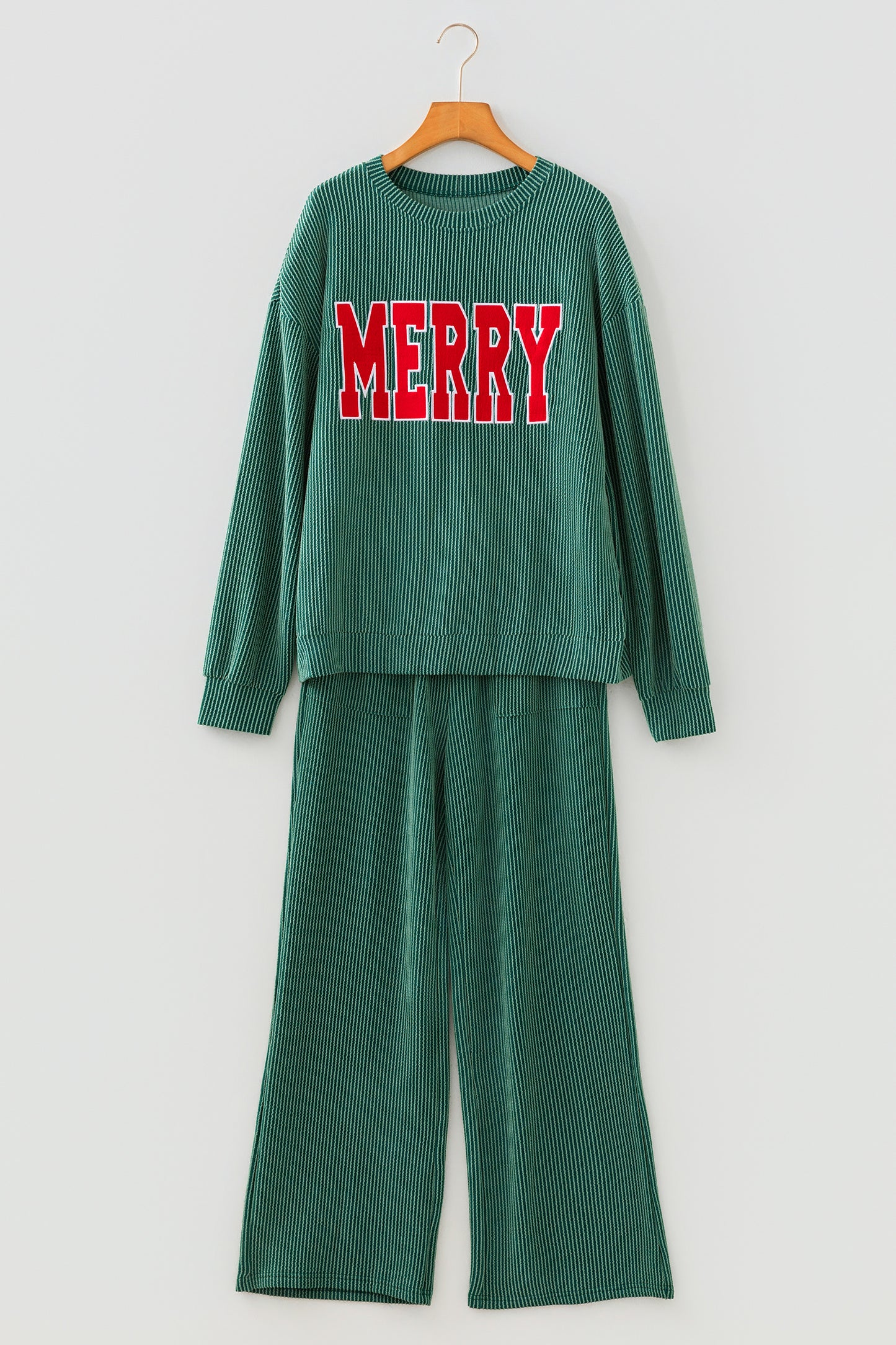 JOLLY Ribbed Knit Long Sleeve Top and Pants Set
