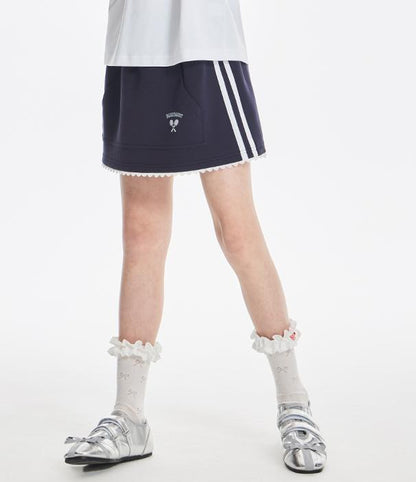 Girls Sport Skirt with Embroidered Logo and Stripe Design