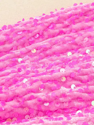 Christmas Pink Sequin Sleeve Reindeer Bow Pullover