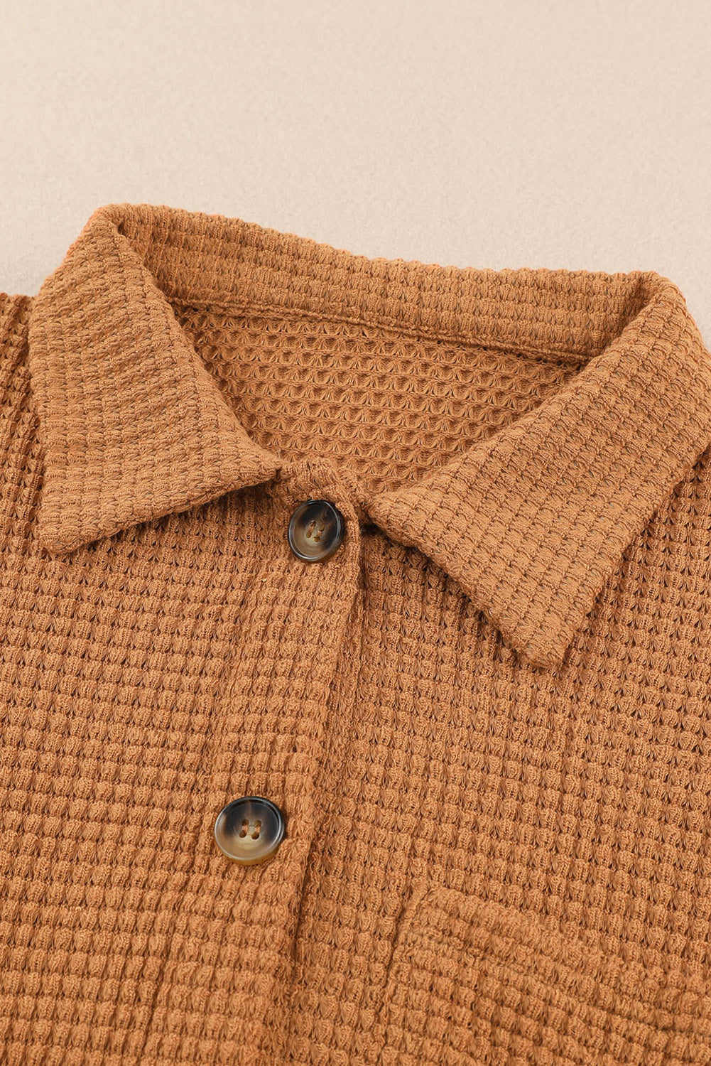 Waffle Knit Button-Up Oversized Casual Shirt