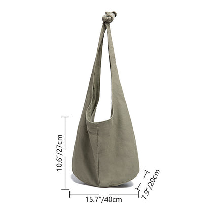Minimalist Canvas Slouchy Shoulder Hobo Bag for Women