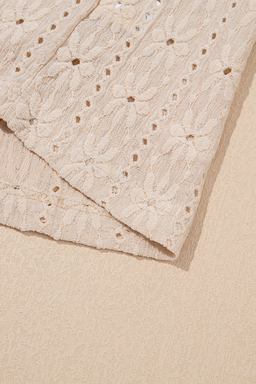 Oatmeal Floral Eyelet Embroidered Sleeveless Top