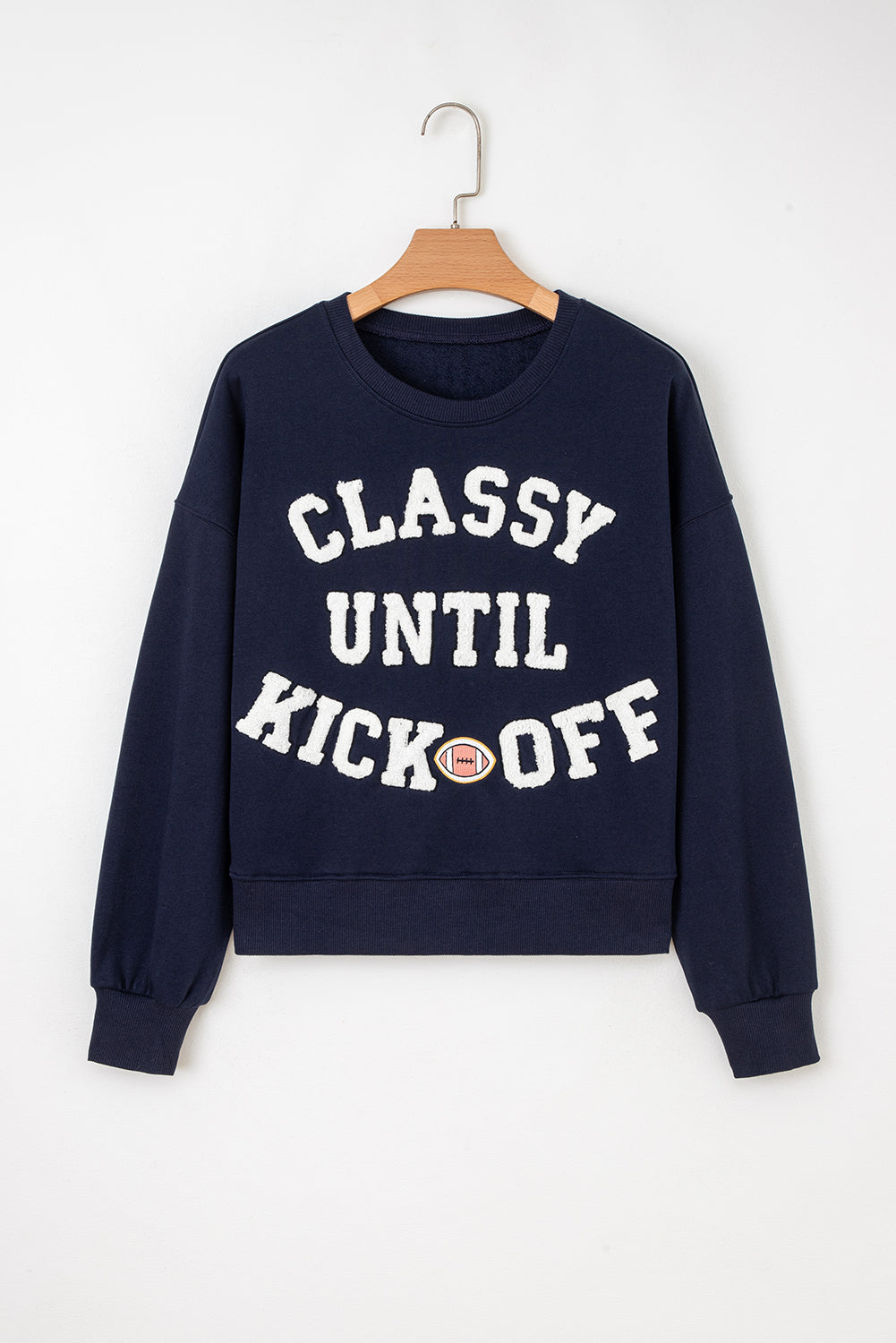 CLASSY UNTIL KICKOFF Football Graphic Oversized Sweatshirt