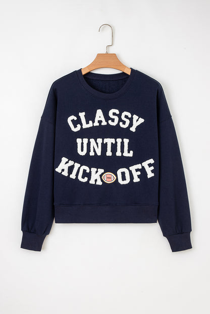 CLASSY UNTIL KICKOFF Football Graphic Oversized Sweatshirt