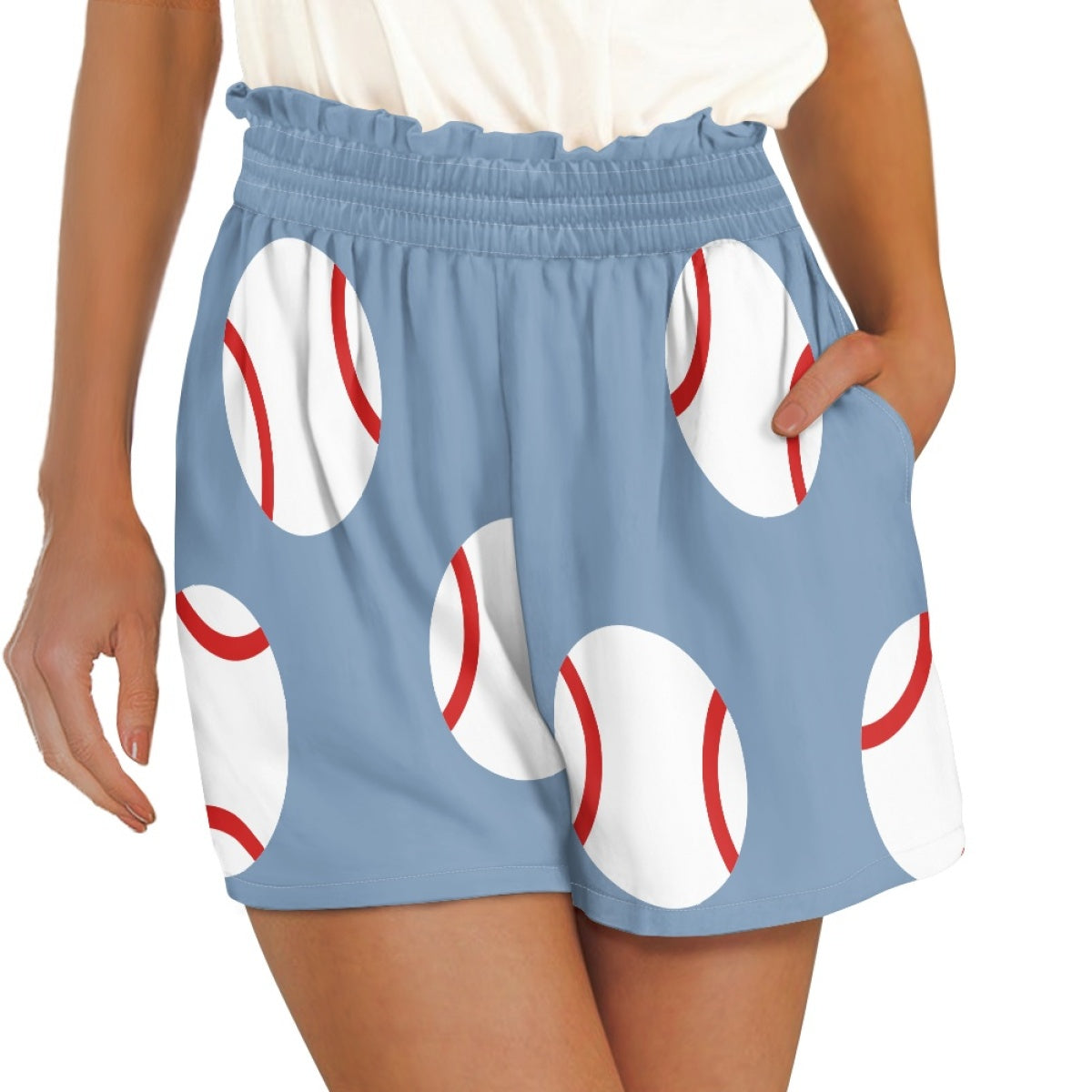 Women's Baseball Casual Shorts with Pockets Blue