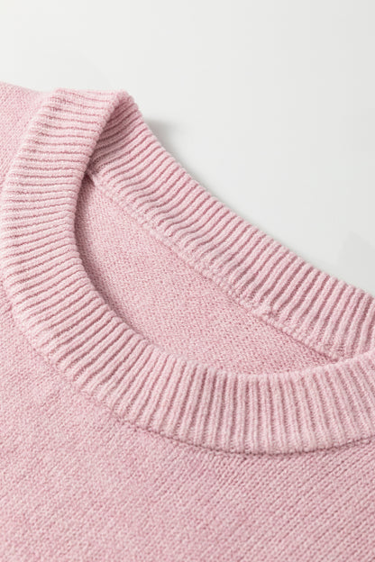 Valentine Pink Love Script Corded Knit Sweater