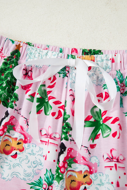Christmas Tree Print Button Lounge Set for Women 2pcs