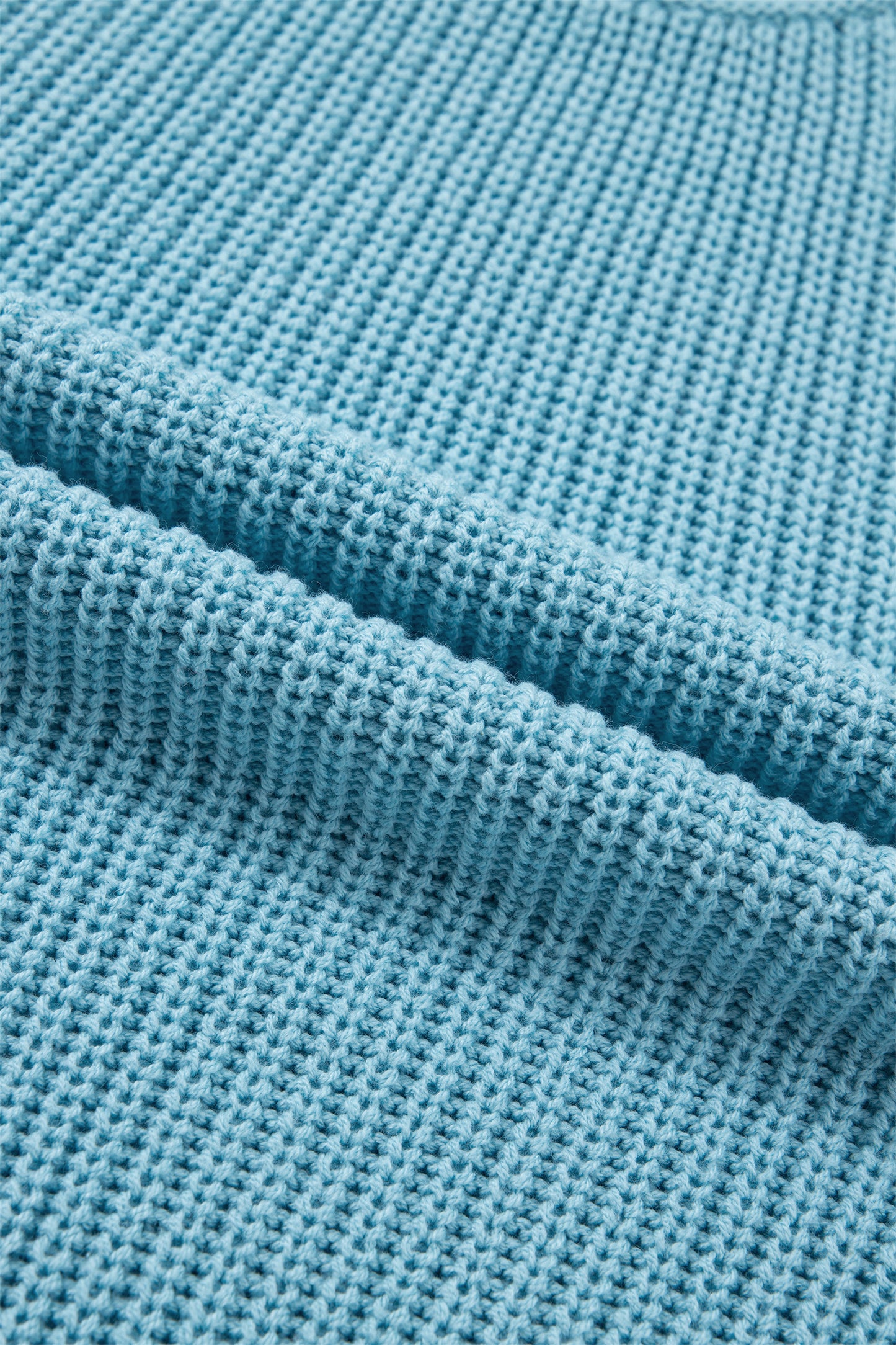 Mist Blue Waffle Knit Oversized Half Sleeve Sweater Top