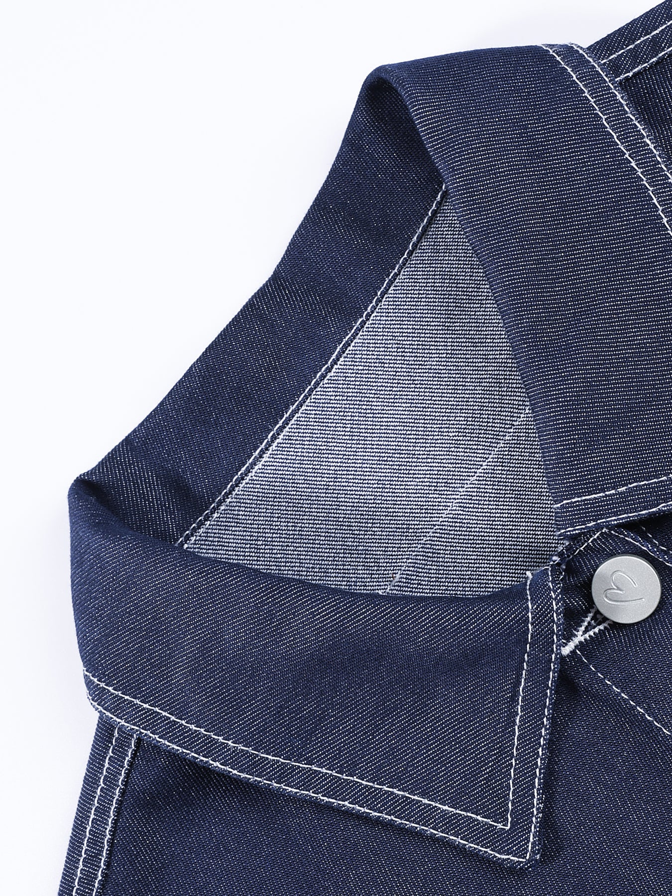 Girls Denim Jacket with Heart Pocket and Button Front