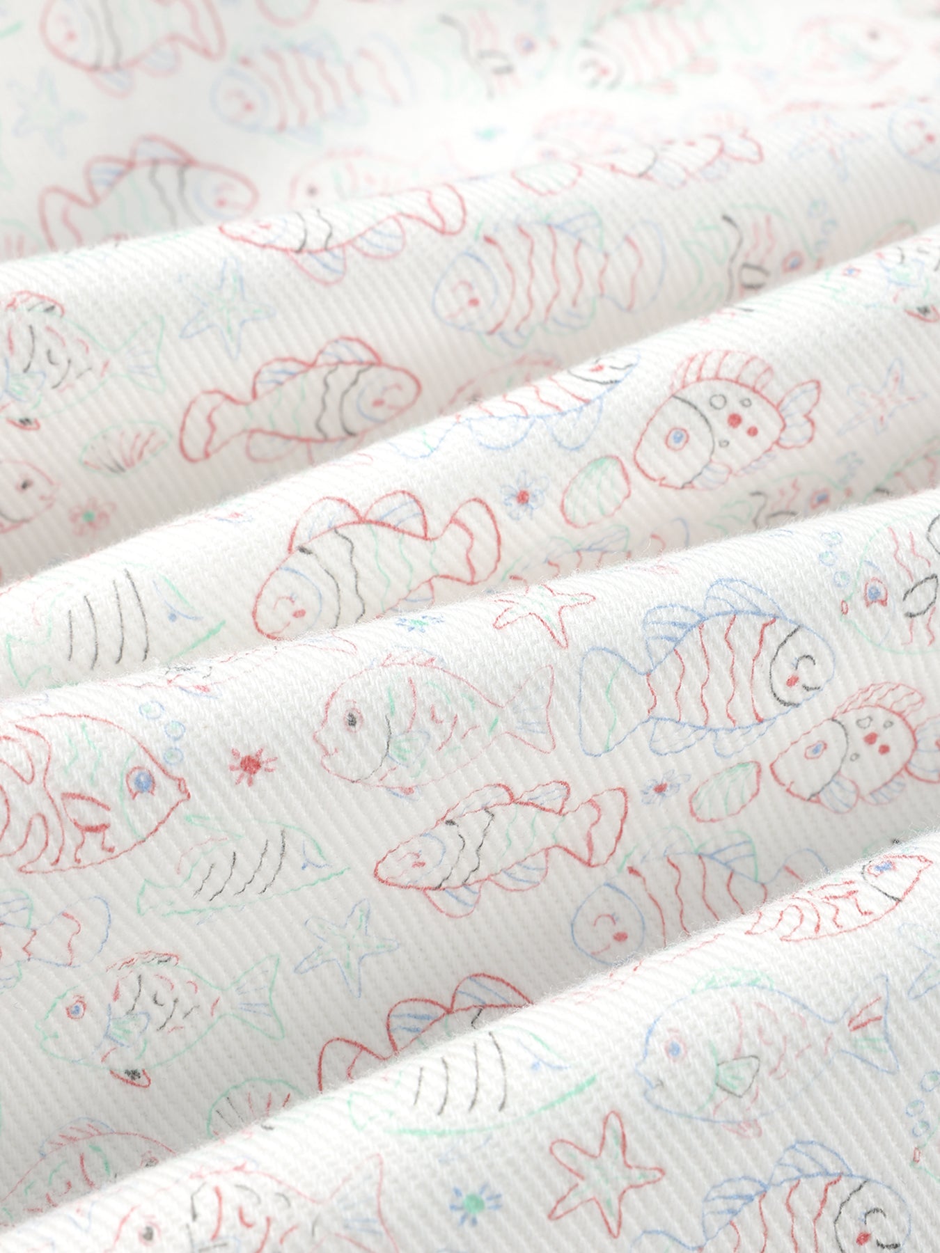 Girls Cotton Wide Leg Pants Summer Fish Print