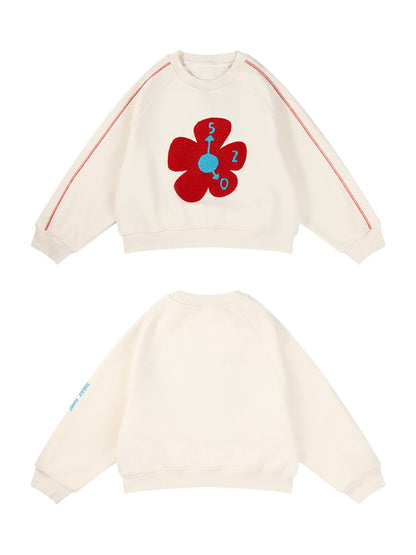 Girls Cozy Flower Graphic Fleece Sweatshirt Casual