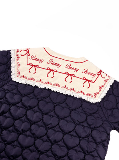 Girls Heart Print Puffer Jacket – Warm Cozy Coat
