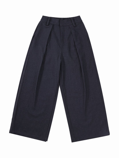 Girls Striped Wide Leg Trousers Casual Loose Pants