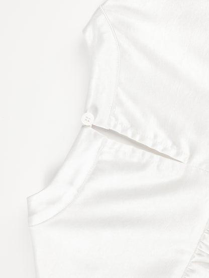Girls White Satin Letter Print Puff Sleeve Dress