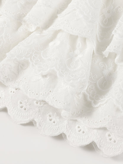 Girls Lace Ruffle Layered Skirt Cute School Style Outfit