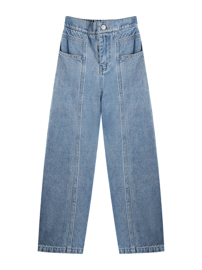 Girls High Waist Wide Leg Denim Jeans Casual Loose Fit