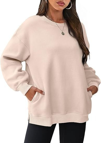 Oversized Crewneck Fleece Sweatshirt - Cozy Pullover Top