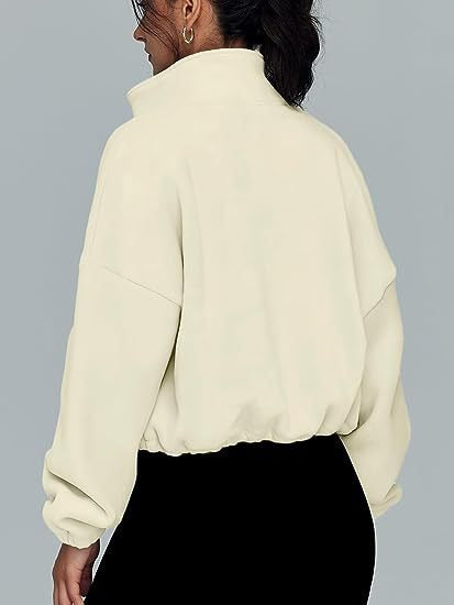 Fleece Zip Up Jacket - High Neck Oversized Pullover