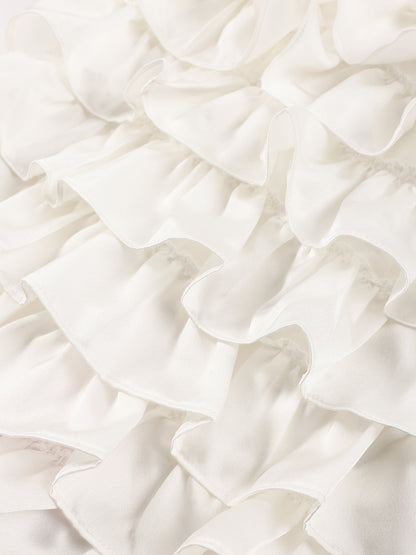 Girls Satin Ruffle Layered Princess Cake Skirt