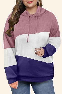 Women's Long sleeves Color Block Hoodie Tops Cute Casual Drawstring Loose Lightweight Tunic Pullover