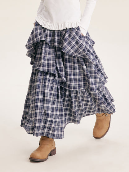 Girls' Plaid Ruffle Skirt - Trendy Casual Style for Kids