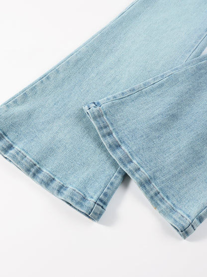 Embroidered High-Waisted Flare Jeans for Girls