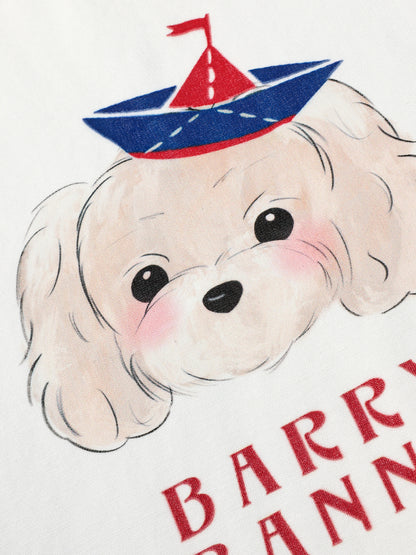 Girls Dog Graphic Cotton Blend Short Sleeve T-Shirt