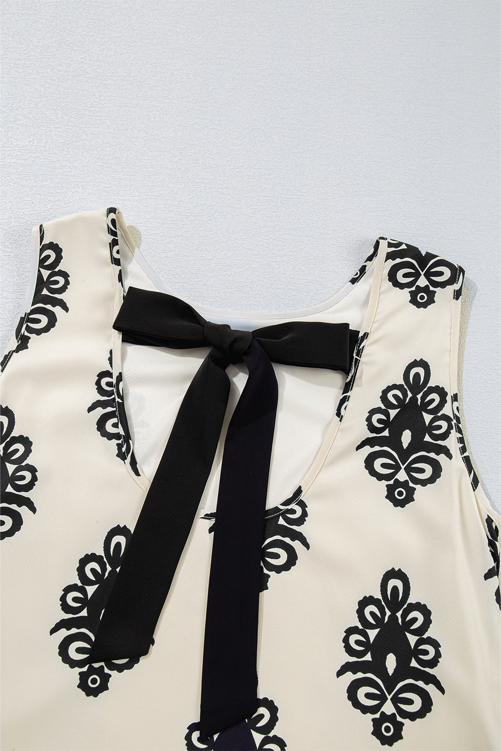 Boho Print Back Bow Mini Dress Sleeveless Summer
