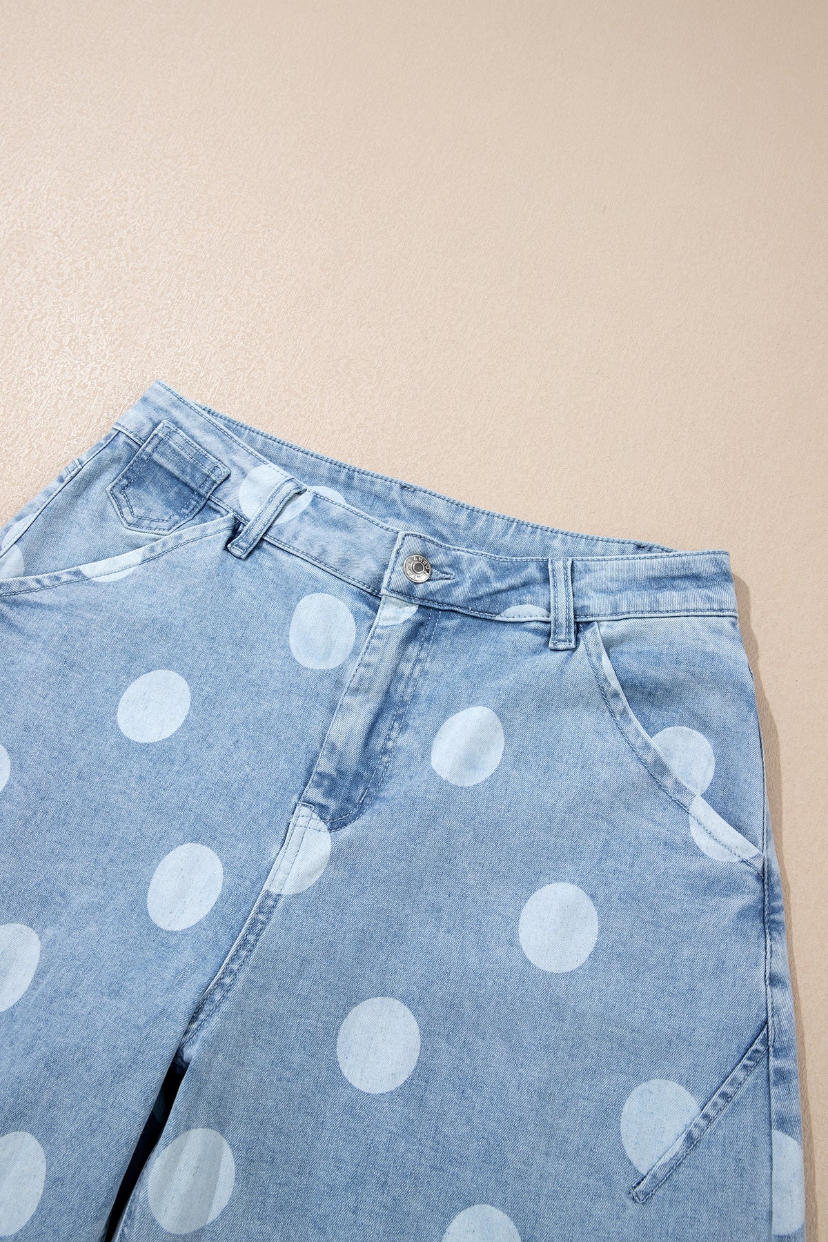 Women's Polka Dot Cuffed Wide Leg Jeans