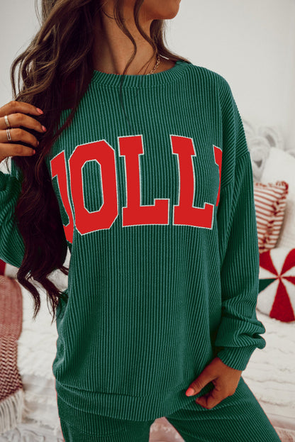 JOLLY Ribbed Knit Long Sleeve Top and Pants Set