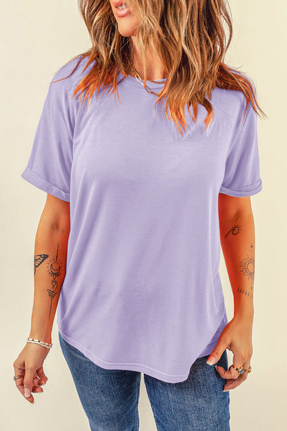 White Casual Crew Neck Short Sleeve Basic Tee