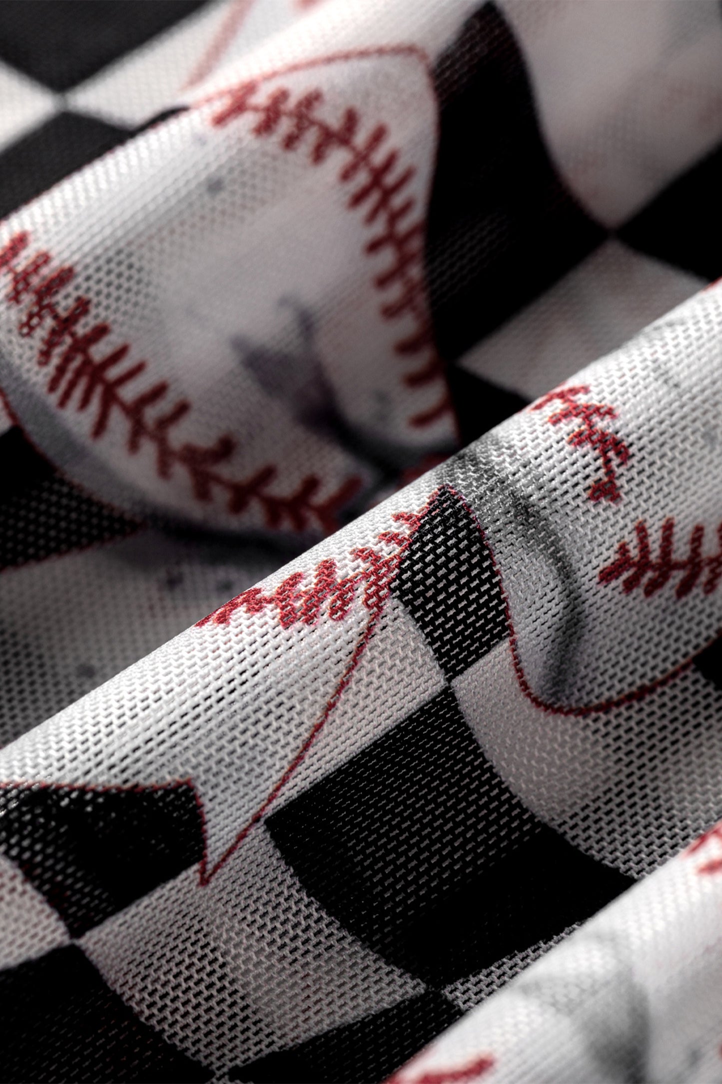 Black Game Day Baseball Bow Plaid Mock Neck Top