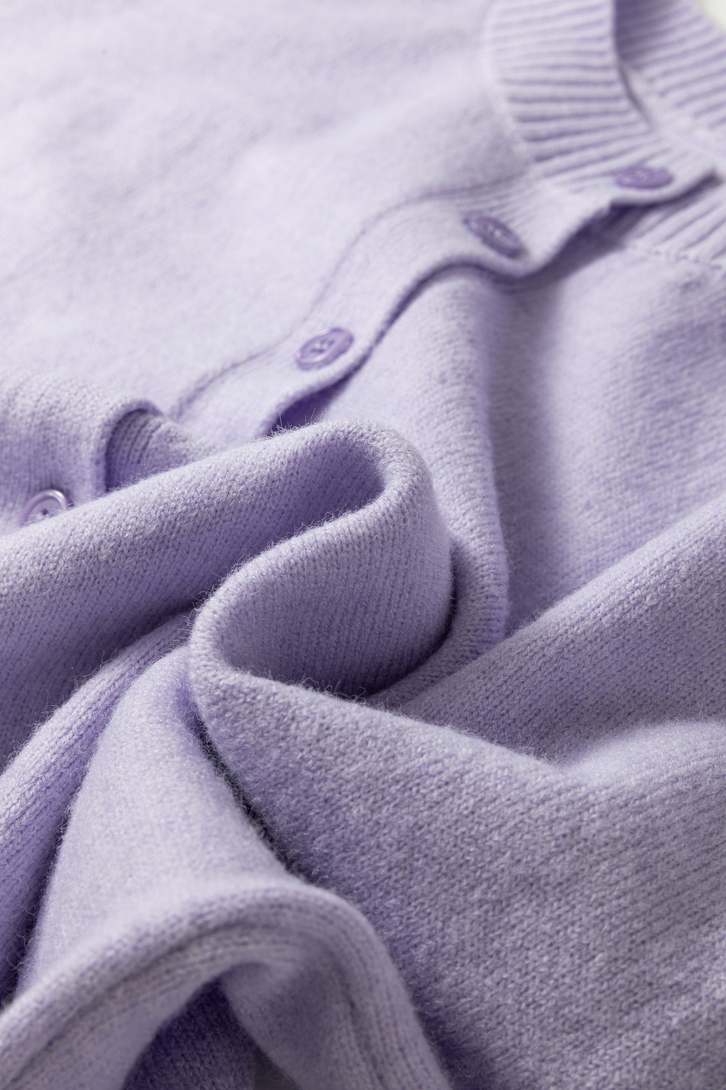 Lavender Boxy 3/4 Sleeve Button Down Knit Cardigan