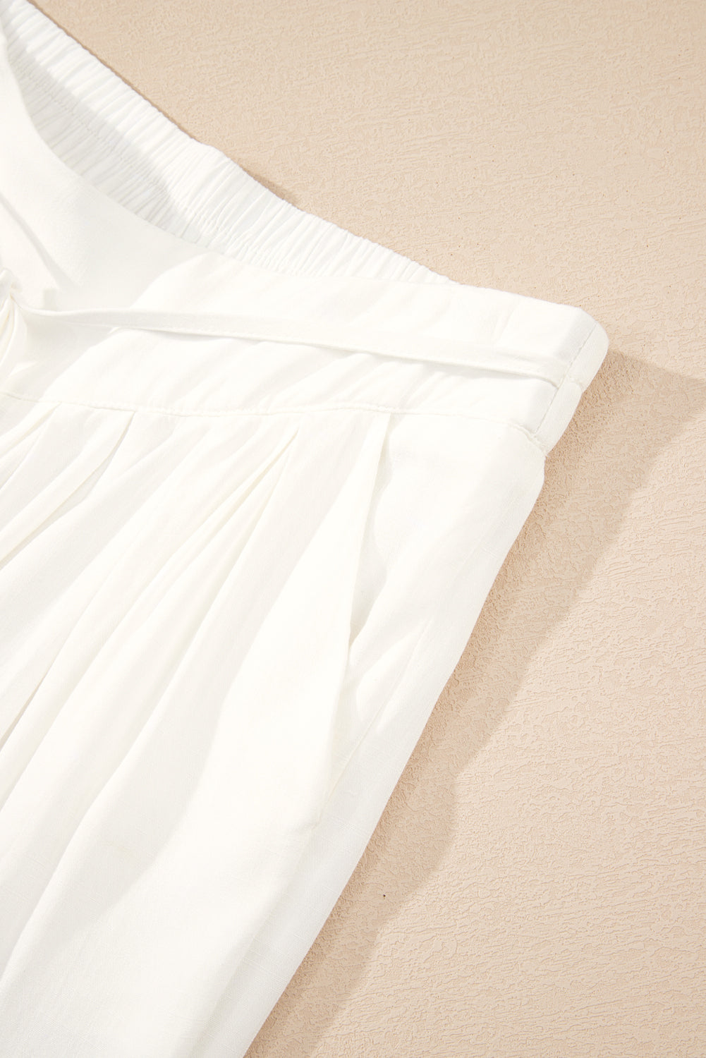 White High Waist Drawstring Wide Leg Palazzo Pants