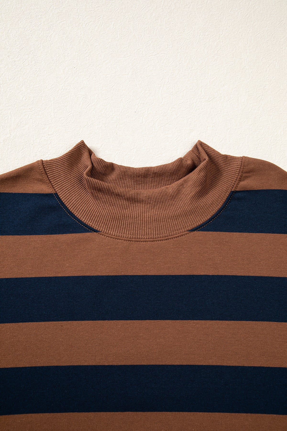 Rose Stripe Colorblock Mock Neck Relaxed Sweatshirt