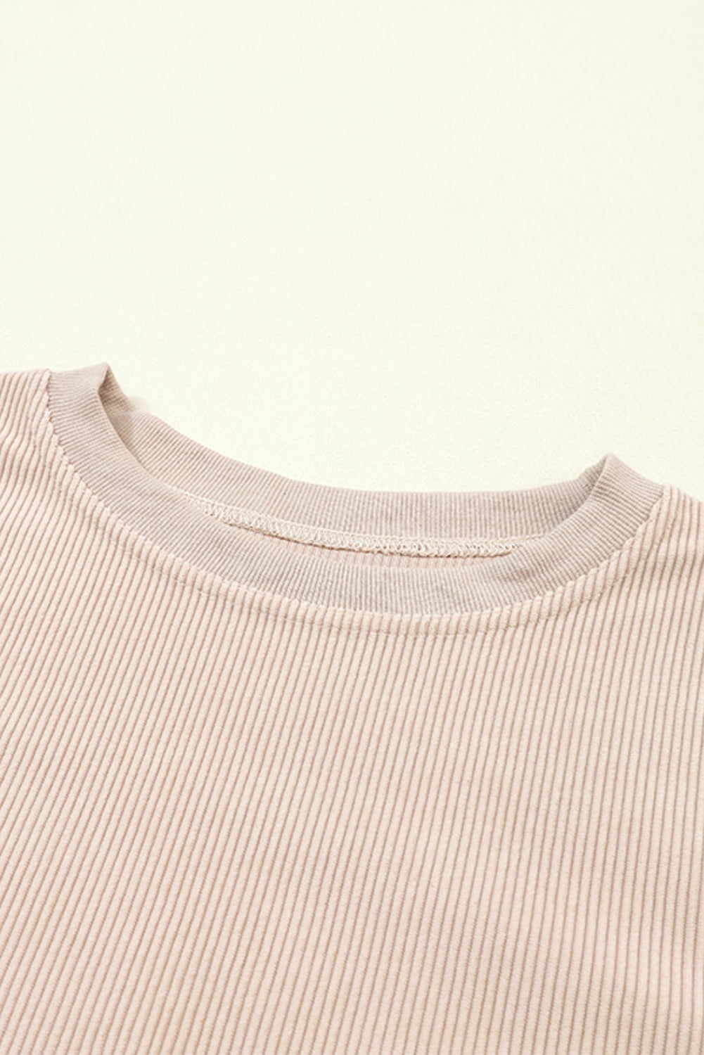 Apricot Ribbed Corduroy Oversized Long Sleeve Top