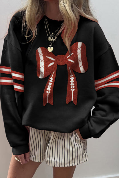 Game Day Bow Graphic Varsity Sweatshirt for Women