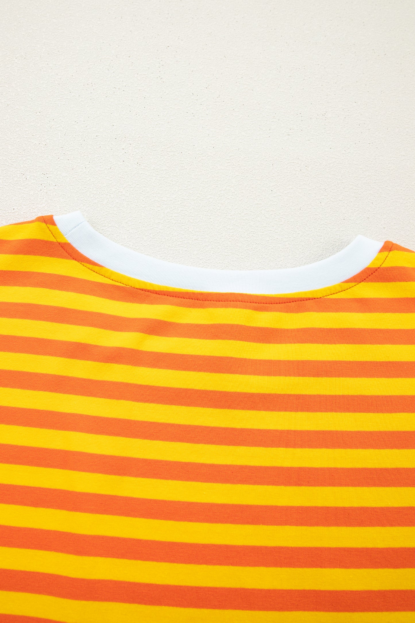 Sky Blue Striped Contrast Neck Drop Shoulder Loose Tee