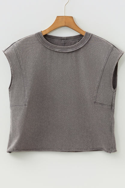Medium Grey Mineral Wash Boxy Cotton Tank Top