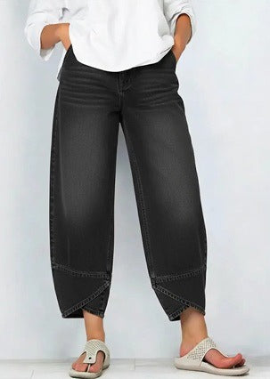 Women's Wide Leg Baggy Cropped Jeans Denim Pants