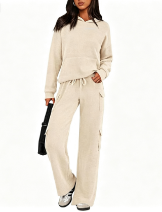 Women's Cargo Hoodie Sweatpants Matching Lounge Set