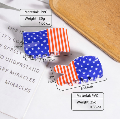 4th of July American Flag Hair Claw Clip USA
