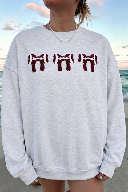 Chenille Bow Embroidered Game Day Oversized Sweatshirt